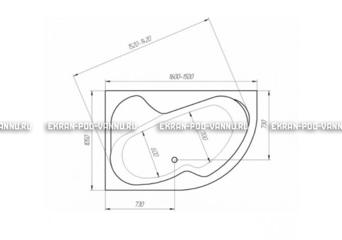Акриловая ванна 1MarKa Aura 150x105 – купить по цене 16250 руб. в интернет-магазине в городе Чебоксары картинка 3