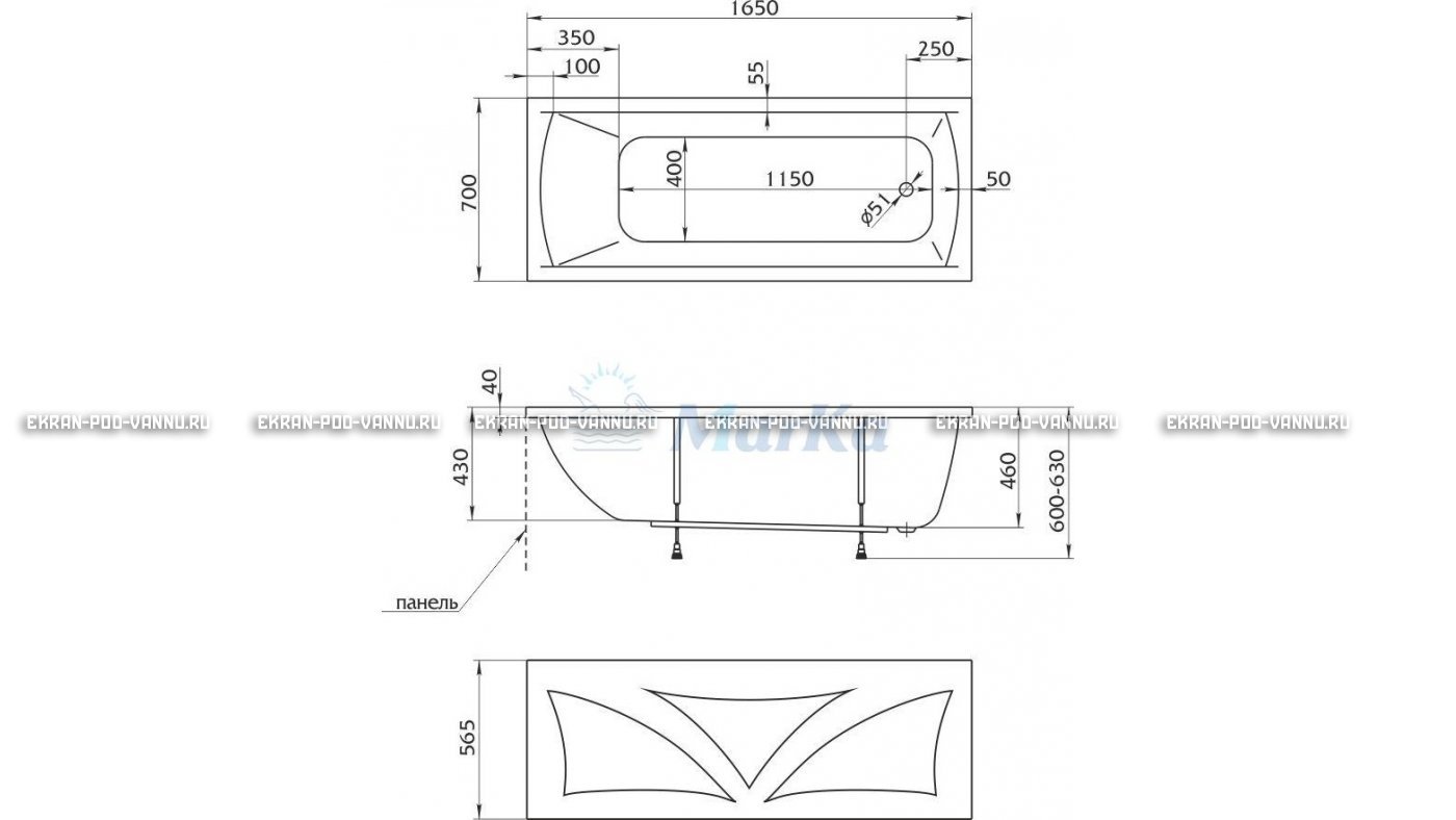 Акриловая ванна 1MarKa Modern 165x70 – купить по цене 9810 руб. в интернет-магазине в городе Чебоксары картинка 16
