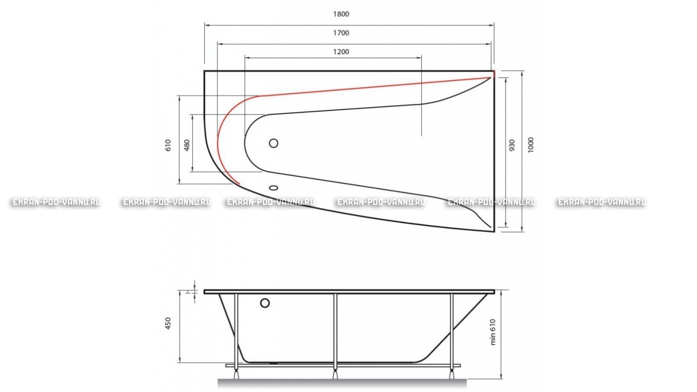 Акриловая ванна Vayer Boomerang 180x100 – купить по цене 53030 руб. в интернет-магазине в городе Чебоксары картинка 13