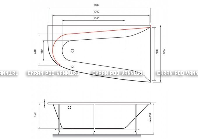 Акриловая ванна Vayer Boomerang 180x100 – купить по цене 53030 руб. в интернет-магазине в городе Чебоксары картинка 2