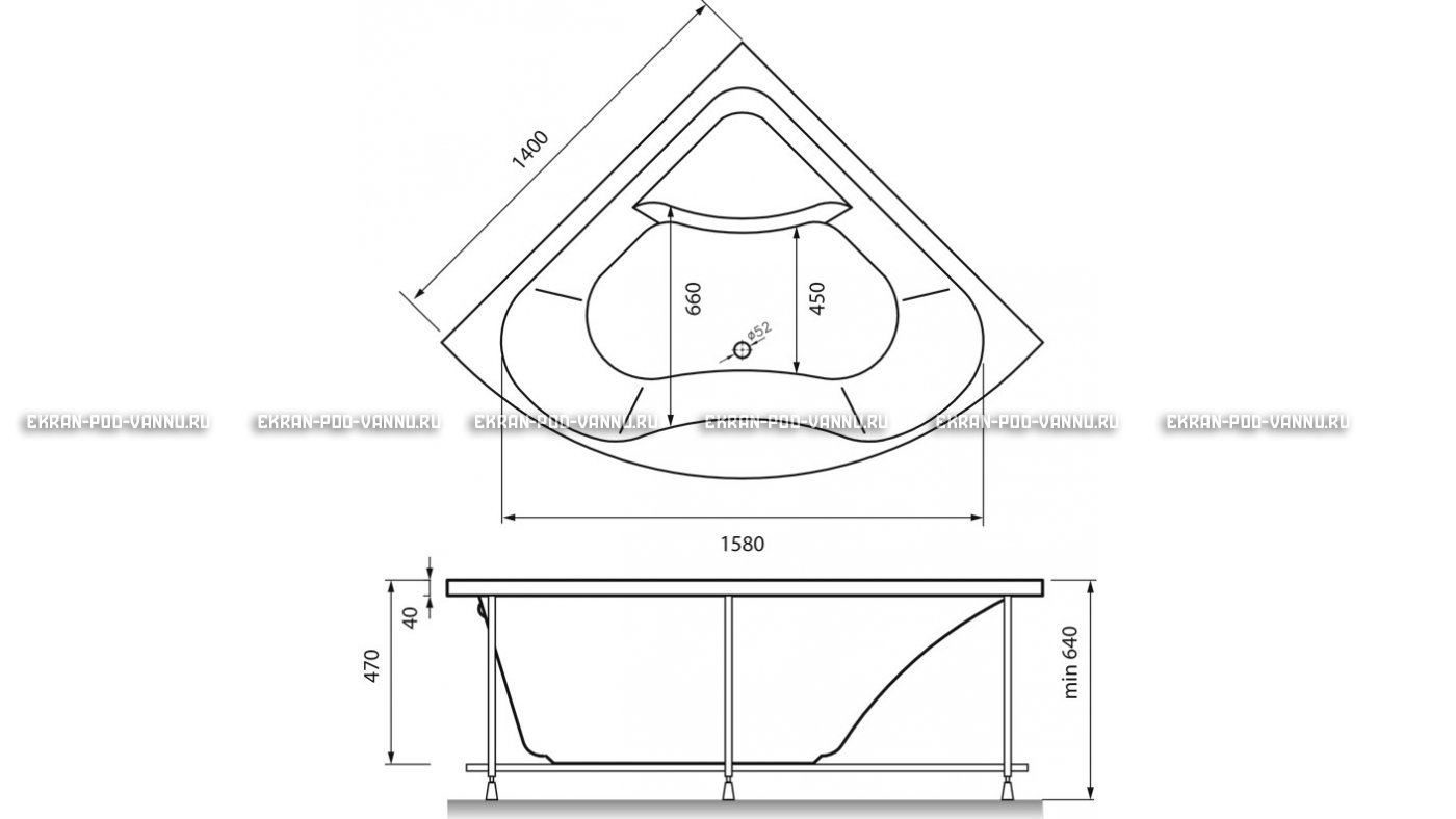 Акриловая ванна Vayer Persefona 140x140 – купить по цене 25230 руб. в интернет-магазине в городе Чебоксары картинка 15