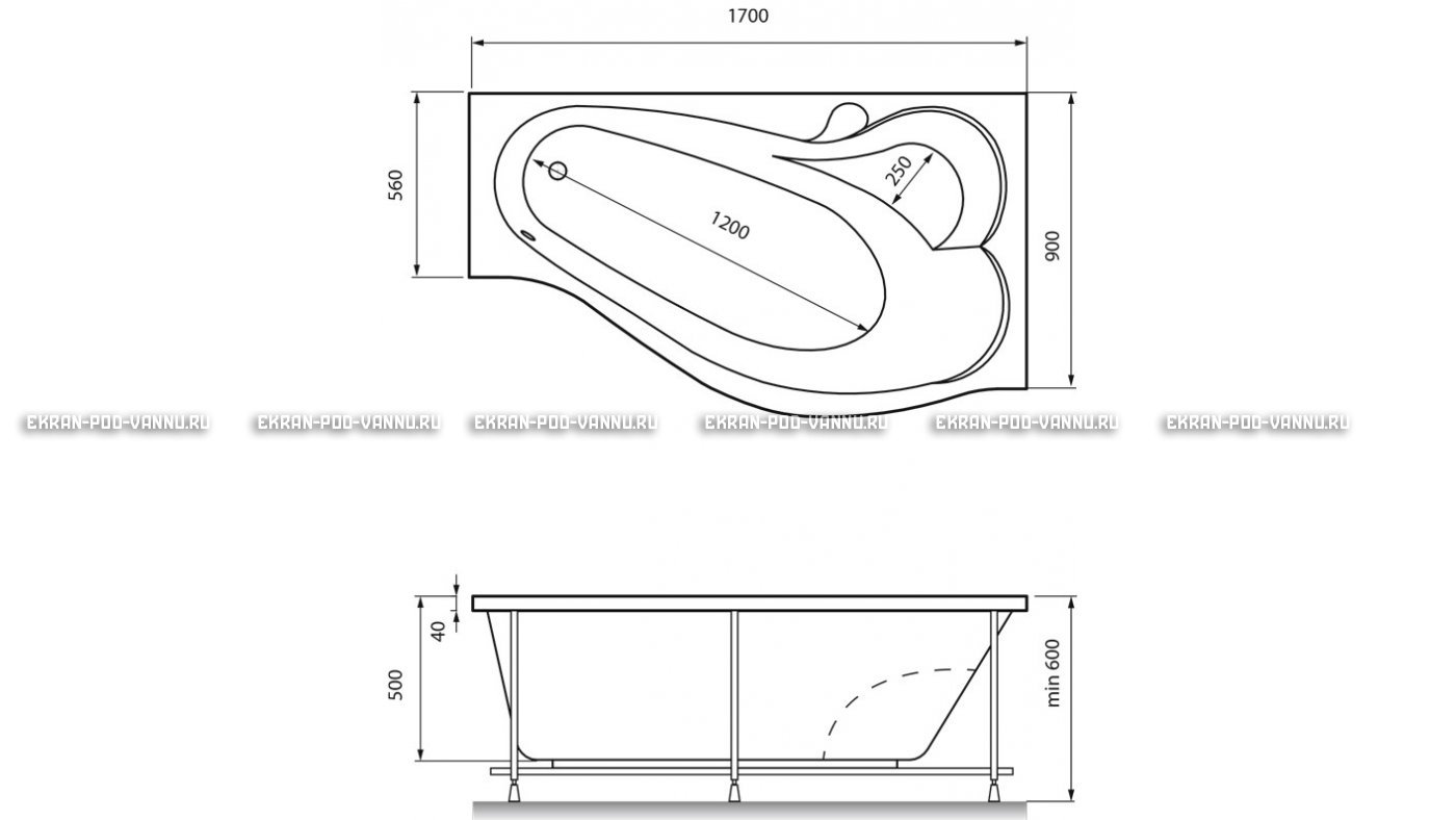 Акриловая ванна Relisan Isabella 170x90x60 – купить по цене 24130 руб. в интернет-магазине в городе Чебоксары картинка 13
