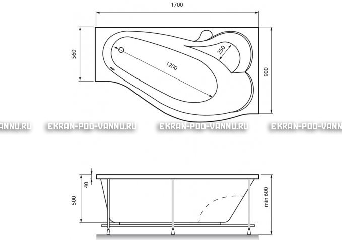 Акриловая ванна Relisan Isabella 170x90x60 – купить по цене 24130 руб. в интернет-магазине в городе Чебоксары картинка 4