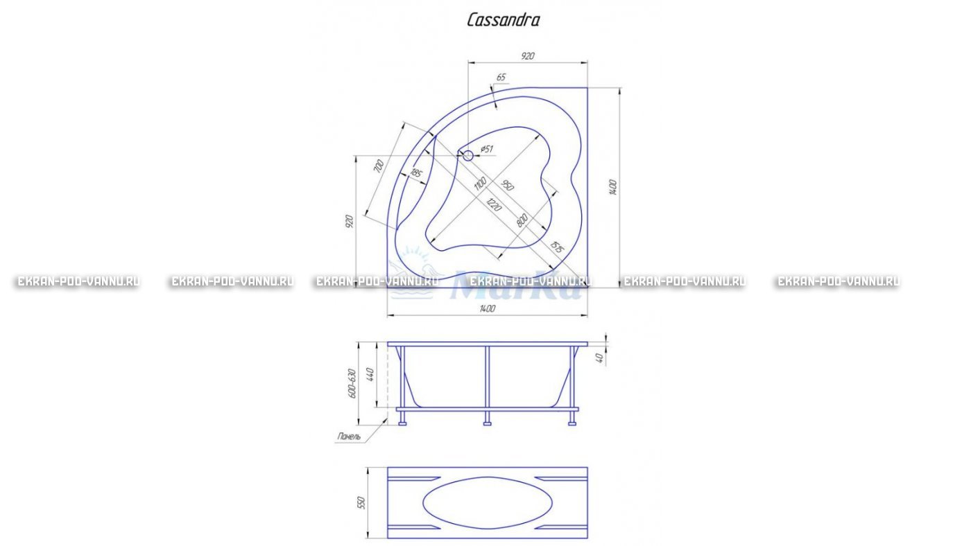 Акриловая ванна 1MarKa Cassandra 140x140 – купить по цене 18620 руб. в интернет-магазине в городе Чебоксары картинка 19