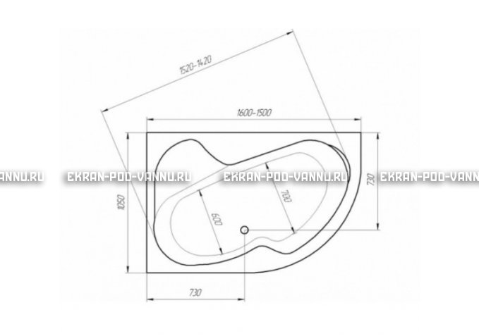 Акриловая ванна 1MarKa Imago 160x105 – купить по цене 16700 руб. в интернет-магазине в городе Чебоксары картинка 3