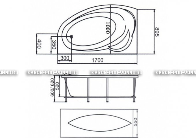 Акриловая ванна 1MarKa Julianna 170x100 – купить по цене 21320 руб. в интернет-магазине в городе Чебоксары картинка 3