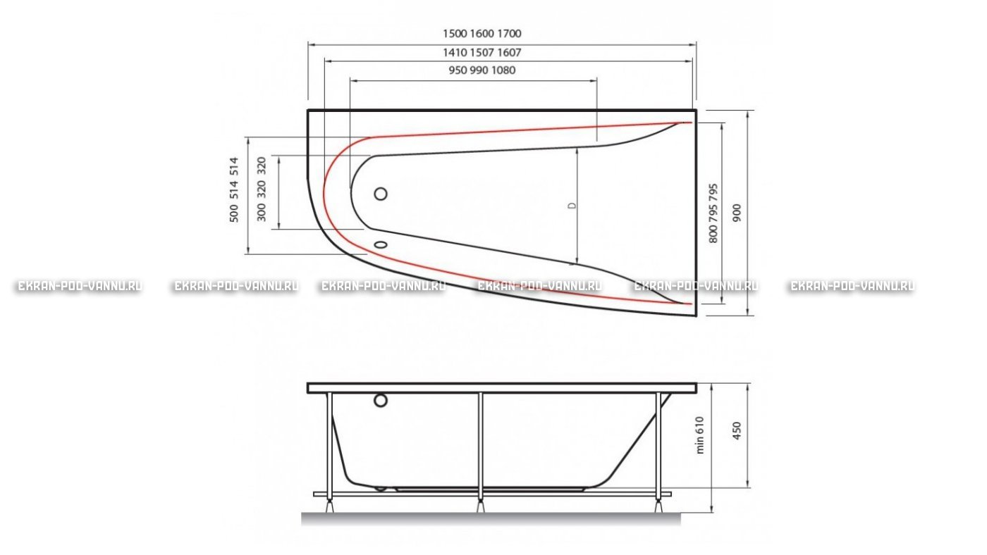 Акриловая ванна Vayer Boomerang 170x90 – купить по цене 47600 руб. в интернет-магазине в городе Чебоксары картинка 10