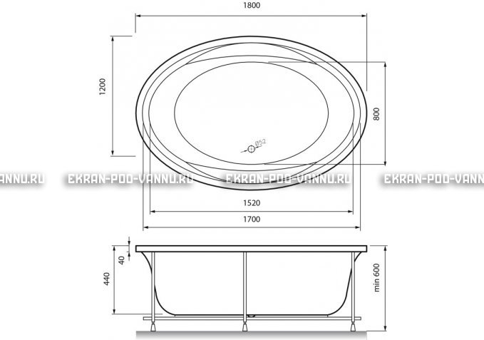 Акриловая ванна Vayer Opal 180x120 – купить по цене 33850 руб. в интернет-магазине в городе Чебоксары картинка 4
