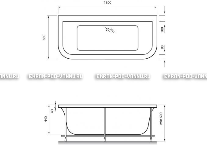 Акриловая ванна Vayer Options BTW 180x85 – купить по цене 25880 руб. в интернет-магазине в городе Чебоксары картинка 4
